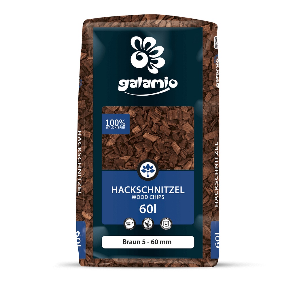 Galamio Holzhackschnitzel Braun 5 - 60 mm 60 l