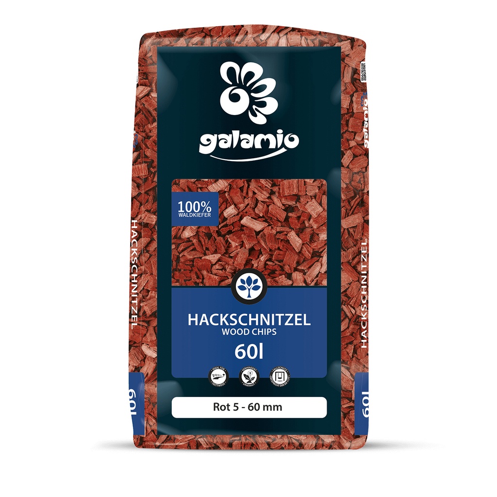 Galamio Holzhackschnitzel Rot 5 - 60 mm 60 l