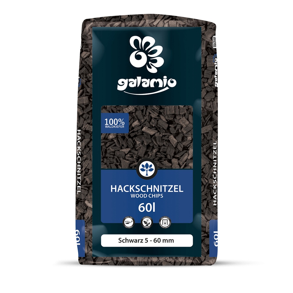 Galamio Holzhackschnitzel Schwarz 5 - 60 mm 60 l
